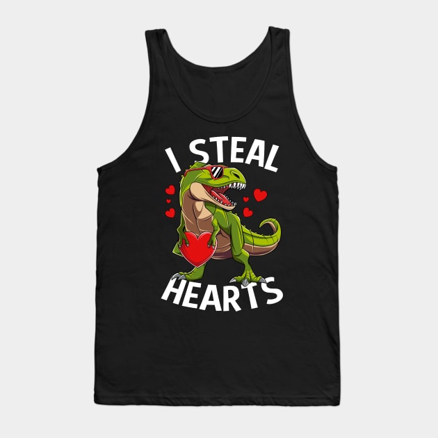 Dinosaur T Rex I Steal Heart Happy Valentines Day Gift Tank Top by HCMGift